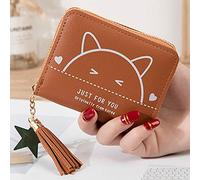 Genérico Carteras De Hombre - Carteira Homens S Card Outdoor Fringed Leather Women' Fashion Solid Color Trend Wallet Wallet (Brown One Size)