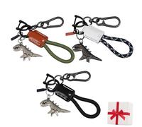 Genérico Cartoon Animal Keychain, Aluminum Alloy Dinosaur Charm Paired with A Hand-Woven Bracelet, Mini Metal Keyring Unique Gift