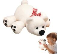 Genérico Cartoon Bear Plush Toy - Soft Stuffed Doll, Animal Throw Pillow | Compact with Cozy Texture and Scarf Detail, Cute for Daily Hugging, Desk Decoration, Bedroom Setup, Gifting Purpose