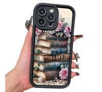 Genérico Cartoon Bookshelf Pattern TPU Phone Case for iPhone 16 15 14 13 12 11 Pro MAX Plus, 2025 Cartoon Bookshelf Pattern Phone Case, Shockproof Silicone Protective Cover (#A-Black,14Pro)