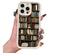 Genérico Cartoon Bookshelf Pattern TPU Phone Case for iPhone 16 15 14 13 12 11 Pro MAX Plus, 2025 Cartoon Bookshelf Pattern Phone Case, Shockproof Silicone Protective Cover (White,14ProMax)