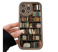 Genérico Cartoon Bookshelf Pattern TPU Phone Case for iPhone 16 15 14 13 12 11 Pro MAX Plus, 2025 Cartoon Bookshelf Pattern Phone Case, Shockproof Silicone Protective Cover (Brown,11ProMax)