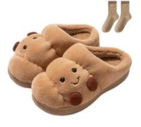 Genérico Cartoon Croissant Slippers for Women, Croissant Fuzzy Slippers With Socks, Cartoon Fuzzy Cute House Shoes, Soft Sole Warm Non-slip Indoor Fluffy Slides (B,44)
