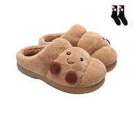 Genérico Cartoon Croissant Slippers Women Men, Fuzzy Slippers for Women Men, Winter Retro Cozy House Shoes Indoor Outdoor (7.5-8 Women/6.5-7 Men)