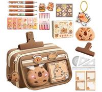 Genérico Cartoon Pencil Pouch, Capybara Design, Multi Layer Organizer, Stationery Storage, Wide Opening, Large Capacity, Students, Kids, Girls, Boys, 5.31x2.95x9.06 Inches
