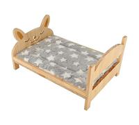 Genérico Cartoon Pet Bed - Wooden Habitat 36x26.5cm, Soft Detachable Mat