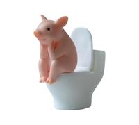 Genérico Cartoon Pig Figurine - Pig Desktop Ornament, Miniature Animal Toy | Pig Sitting on Toilet Decoration, Creative Gift for Kids, Children's Funny Toy, Home Decor for Desktop, Shelf Display