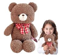 Genérico Cartoon Plush Toy - Provide Comfort Ãnd Joy with This Sõft and Cuddly Friend | Warm Anđ Cute Soft and Comfortable Design Decorated with A Red Checkered Bow | Ideal Birthday Giƒt For Childre