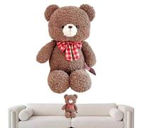 Genérico Cartoon Plush Toy - Provide Comfort Ãnd Joy with This Sõft and Cuddly Friend | Warm Anđ Cute Soft and Comfortable Design Decorated with A Red Checkered Bow | Ideal Birthday Giƒt For Childre