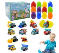 Genérico Cartoon Pull Back Car for Boys Girls - Filled Easter Eggs for Kids,Educational Filled Eggs with Toys | Aged 3-8 Years Old, Funny Construction Vehicle