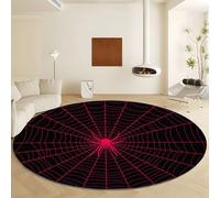 Genérico Cartoon Style Animal Spider Web Round Area Rug Diameter 100 cm, Black Print Soft Non Slip Rugs - Washable Short Pile Carpet Non Shedding Indoor Carpet for Living Room Bedroom Decor