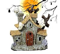 Genérico Casa Embrujada Halloween - Estatua de casa de resina iluminada | Estatua luminosa 13,5 cm para oficina, decoración, fiesta, Shelf Espacio de trabajo