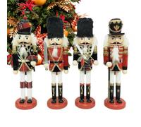 Genérico Cascanueces de Navidad Escultura Decorativa En Madera 4 Piezas | Figuritas Cascanueces Decorativas Para Salón Sala Hogar Interior Chimenea Estantería Repisa Dormitorio Modelo C