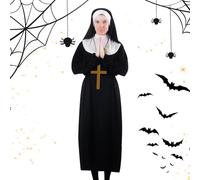 Genérico Casco De Monja Religiosa - Kit De Collar De Joyería De Sagrado, Conjunto De Disfraces De Devoción Vintage, Equipo De Estilo De Culto Modesto | Experiencia De Vestir De Sagrado