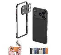 Genérico Case Ultra-Thin Metal Frame Heat Dissipation Cases with Lens Protector, Detachable Metal Lens Cover for iPhone 17/16/15/14 (Black,17pro)