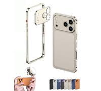 Genérico Case Ultra-Thin Metal Frame Heat Dissipation Cases with Lens Protector, Detachable Metal Lens Cover for iPhone 17/16/15/14 (Primary Colors,17air)