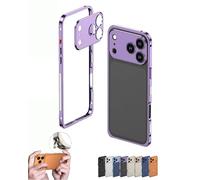 Genérico Case Ultra-Thin Metal Frame Heat Dissipation Cases with Lens Protector, Detachable Metal Lens Cover for iPhone 17/16/15/14 (Purple,14pro)