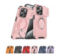 Genérico Case with Slide Camera Cover, New Magnetic Stand Phone Case, with Rotating Stand and Cameras Cover, for iPhone 17/16/15/14/13/12/11 Pro MAX (Pink,for iPhone11)