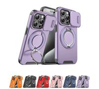 Genérico Case with Slide Camera Cover, New Magnetic Stand Phone Case, with Rotating Stand and Cameras Cover, for iPhone 17/16/15/14/13/12/11 Pro MAX (Purple,or iPhone14PLUS)