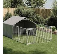 Genérico Caseta Perros Exterior con Corral 4x2x1,5 m Acero galvanizado,Producto para Mascotas y Animales,Productos para Mascotas,Productos para Perros,Casetas para Perros,Plateado,32.6 KG,3329235