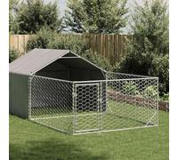 Genérico Caseta Perros Exterior con Corral 5x2x1,5 m Acero galvanizado,Producto para Mascotas y Animales,Productos para Mascotas,Productos para Perros,Casetas para Perros,Plateado,35.05 KG,3329236