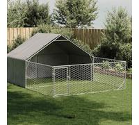 Genérico Caseta Perros Exterior con Corral 5x3x1,9 m Acero galvanizado,Producto para Mascotas y Animales,Productos para Mascotas,Productos para Perros,Casetas para Perros,Plateado,42.4 KG,3329243