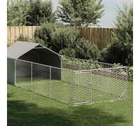 Genérico Caseta Perros Exterior con Corral 6x2x1,5 m Acero galvanizado,Producto para Mascotas y Animales,Productos para Mascotas,Productos para Perros,Casetas para Perros,Plateado,38.4 KG,3329238