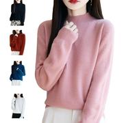Genérico Cashmere Sweaters for Women, 100% Cashmere Turtleneck Crewneck, Wool Seamless Pullover, Fall Winter Trendy. (E,S)