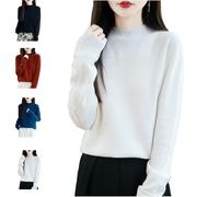 Genérico Cashmere Sweaters for Women, 100% Cashmere Turtleneck Crewneck, Wool Seamless Pullover, Fall Winter Trendy. (C,XL)