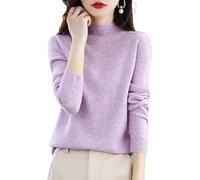Genérico Cashmere Sweaters for Women, Cashmere Sweater, Turtleneck Sweater Women's Seamless Knit Long Sleeve Soft Pullover (Purple,M)