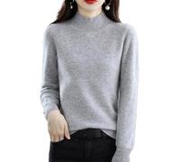 Genérico Cashmere Sweaters for Women, Cashmere Sweater, Turtleneck Sweater Women's Seamless Knit Long Sleeve Soft Pullover (Grey,M)