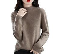 Genérico Cashmere Sweaters for Women, Cashmere Sweater, Turtleneck Sweater Women's Seamless Knit Long Sleeve Soft Pullover (Camel,S)