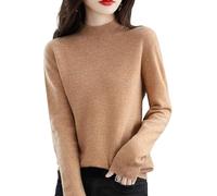 Genérico Cashmere Sweaters for Women, Cashmere Sweater, Turtleneck Sweater Women's Seamless Knit Long Sleeve Soft Pullover (Brown,XL)