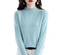 Genérico Cashmere Sweaters for Women, Cashmere Sweater, Turtleneck Sweater Women's Seamless Knit Long Sleeve Soft Pullover (Blue,S)