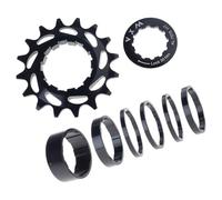 Genérico Cassettes de Sola Velocidad con Espaciador y Anillos de Bloqueo, Juego de conversión de Engranajes de velocidades 16T 18T para Engranajes de casetes de Bicicletas múltiples