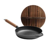 Genérico Cast Iron Skillet - Wooden Handle Pot with Lid | Stock Pot