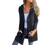 Genérico Casual Single Breasted Hooded Jacket Women lightweight Flannel Long Fall Jackets Trench Coat for Women (7,S)