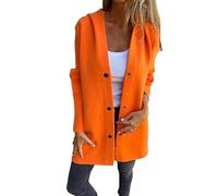 Genérico Casual Single Breasted Hooded Jacket Women lightweight Flannel Long Fall Jackets Trench Coat for Women (10,XXL)