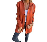 Genérico Casual Single Breasted Hooded Jacket Women lightweight Flannel Long Fall Jackets Trench Coat for Women (1,3XL)