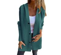 Genérico Casual Single Breasted Hooded Jacket Women lightweight Flannel Long Fall Jackets Trench Coat for Women (8,L)