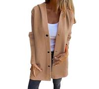 Genérico Casual Single Breasted Hooded Jacket Women lightweight Flannel Long Fall Jackets Trench Coat for Women (5,L)