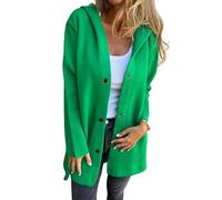 Genérico Casual Single Breasted Hooded Jacket Women lightweight Flannel Long Fall Jackets Trench Coat for Women (9,M)
