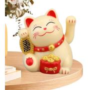 Genérico Cat - 1.57x1.57x2.17in Solar Powered Figurine, Waving Maneki Neko, Cartoon ABS Decor, Energy Saving Design | Cute Fortune Cat Decoration for Home Office Car Dashboard Gift