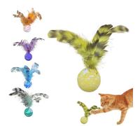 Genérico Cat Ball Toy, 5-Piece Interactive Bouncy Ball Set with Feathers, Rubber and Safe Teasing Toys for Cats, Promotes Playtime and Relieves Boredom, Engaging Teething Fun for Kittens, 13x3cm