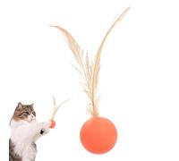Genérico Cat Ball Toy, Entertainment Plaything, 2.36-3.54in Stimulation Ball, Feather Attachment Design, Authentic Lightweight Build for Indoor, Outdoor, Hunting, Exercise