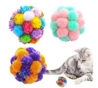 Genérico Cat Balls | 3 Pcs Cat Puff Ball Toys | Fuzzy Cats Balls