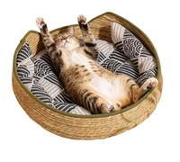 Genérico Cat Basket Bed 35x35x13cm, Comfortable Woven Cotton Rope Pet Mat, Washable Kitten Bed for Indoor Outdoor, Travel, Car, Camping, Desk, Couch, Window, Room