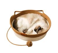 Genérico Cat Basket Bed, Woven Organizer with Ears, Cushion Furniture Protector, Breathable Mat for Kittens, Rabbits, Small Pets, Nursery Room, Home Toys Storage, 13,78 x 13,78 pulgadas