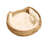 Genérico Cat Basket Bed | Woven Sleeping Nest | Slip-Resistant Bottom and Reversible Cushion Pillow | All Season Comfort Soft Cozy Resting Furniture for Kitten Puppy Dog Breeds