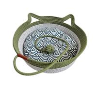 Genérico Cat Basket - Woven Rope with Cushion Toy Ball | Small Cat Bed Kitten Sleeping Bed For Indoor Home Living Room Bedroom Balcony Outdoor Backyard Enrichment Boredom Stimulation